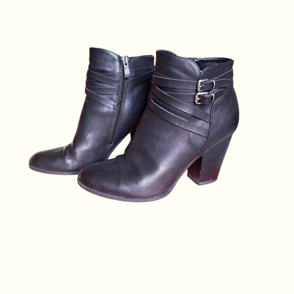Black Ankle Boots with Buckle Detail